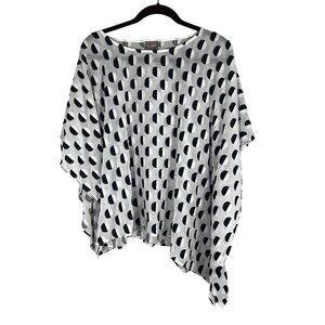 Chicos Polka Dot Sheer Poncho S White Classic Preppy Resort Chic Euro‎